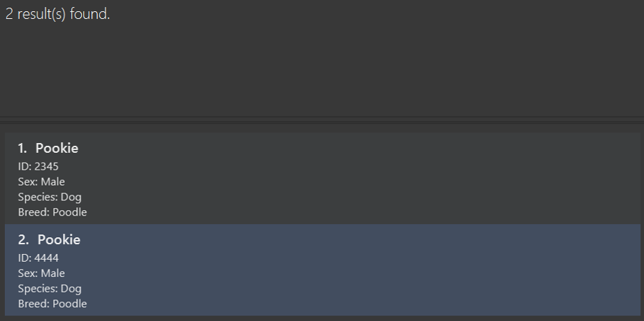 Search for animals with multiple prefixes