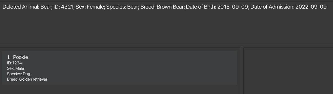 Delete animal example