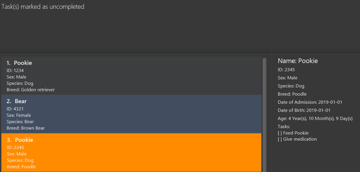 Unmark task example